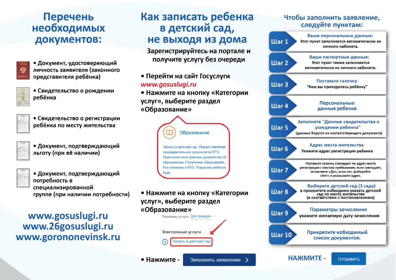 Перечень документов, необходимых для постановки на учет и зачисления детей  в МБДОУ № 49 г. Невинномысска | Центр развития ребенка – детский сад №49  